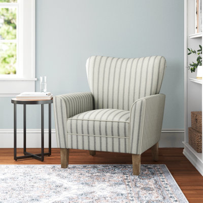 Arching 31" W Polyester Armchair with Solid Wood Legs by Sand & Stable