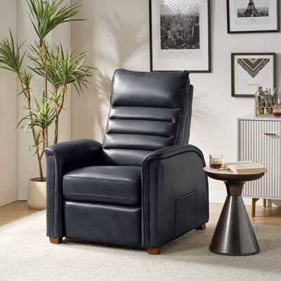 Myhaylo Dual Motor Mid-Century Modern Genuine Leather Power Zero Gravity Recliner with Adjustable Headrest by Hokku Designs