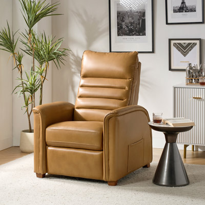 Myhaylo Dual Motor Mid-Century Modern Genuine Leather Power Zero Gravity Recliner with Adjustable Headrest by Hokku Designs