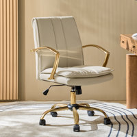 Modern 40"H Genuine Leather Swivel Tilting Office Chair with Adjustable Height