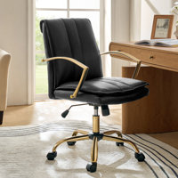 Modern 40"H Genuine Leather Swivel Tilting Office Chair with Adjustable Height by Mercer41