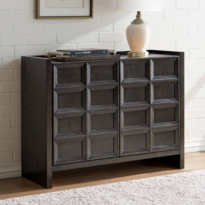 Varnum 40" 2-Door Modern Oak Cabinet with Geometric Front and Adjustable Shelves by Ebern Designs