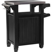 Keter Unity 40 Gal Patio Storage Grilling Bar Cart w/ Stainless Steel Top by Keter