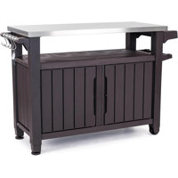 Keter Unity XL Outdoor Kitchen Rolling Bar Cart with Storage Cabinet, Brown by Keter