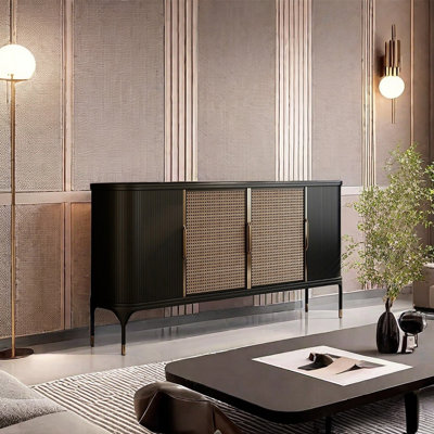 Retro Sideboard With Rattan Weaving Doors by Vivid Space Creation
