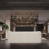 86.61-Inch Rustic Front Desk and Bar Counter with Storage and Wine Rack for Bars and Reception by KPXU Bar Counter