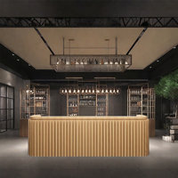 94.48-Inch Rustic Front Desk and Bar Counter with Storage and Wine Rack for Bars and Reception by KPXU Bar Counter