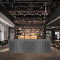 70.87-Inch Rustic Front Desk and Bar Counter with Storage and Wine Rack for Bars and Reception