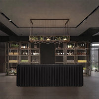 70.87-Inch Rustic Front Desk and Bar Counter with Storage and Wine Rack for Bars and Reception by KPXU Bar Counter