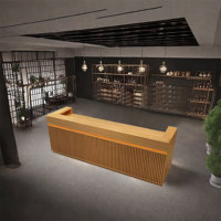Bar Counter Front Desk with Dual Countertops, Wine Storage, Lockable Drawers, and Cabinet Storage by KPXU Bar Counter