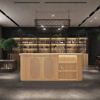 78.74 Inches Bar Counter Front Desk with Single Countertop, Wine Storage, Lockable Drawers