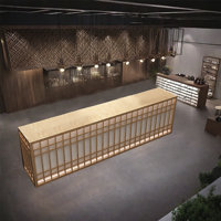 Bar Counter Front Desk with Single Countertop, Wine Storage, Lockable Drawers, and Cabinet Storage
