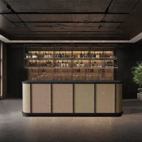 94.48-Inch Vintage Bar Counter Front Desk with Single Countertop, Wine Storage, and Lockable Drawers