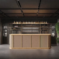94.48-Inch Vintage Bar Counter Front Desk with Single Countertop, Wine Storage, and Lockable Drawers