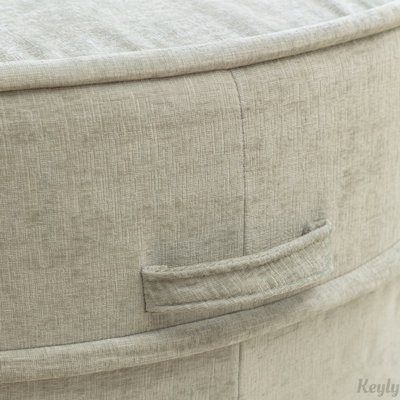 Oversized Round Accent Barrel Chair with 5 Pillows and Ottoman by Keyly inc
