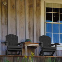 Adirondack Chair Set Of 2, Folding Oversized Plastic Adirondack Chair With Cup Holder by Beachcrest Home