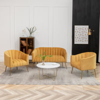 Murrow 3 Piece Velvet Living Room Set by Willa Arlo Interiors