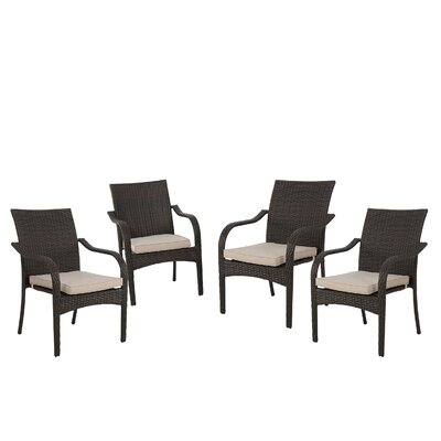 Deanna Outdoor Stacking Dining Armchairs with Cushions by Latitude Run