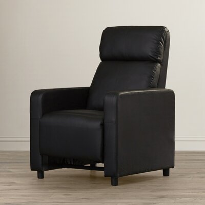 Banesa Upholstered Home Theater Push Back Recliner Black by Wade Logan