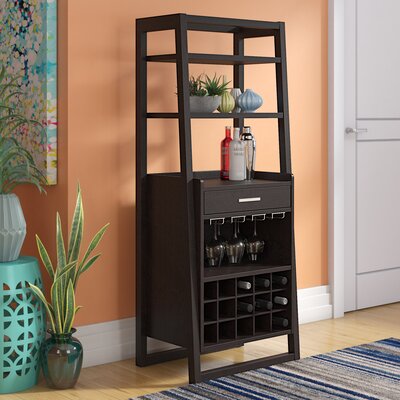 Addingrove Home Bar, Wine Rack, Storage Cabinet, Laminate, Brown, Contemporary, Modern by Latitude Run