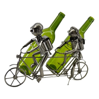 Leighann Happy Couple on Tamdem Cruise Bicycle 2 Bottle Tabletop Wine Bottle Rack