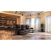 89" Wide Genuine Leather Home Theater Sofa with Cup Holder by Latitude Run