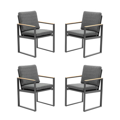 Alexander Collection 4 Pieces Patio Dining Armchairs Outdoor Chairs with Cushion by LebenLiebe