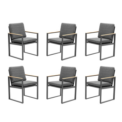 Alexander Collection 6 Pieces Patio Dining Armchairs Outdoor Chairs with Cushion by LebenLiebe