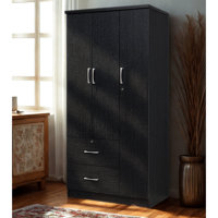 3-Door Freestanding Armoire Closet with Hanging Rod, 3-Shelves, 2-Drawers, Locking Top drawer and Cabinet Door - Bedroom Wardrobe Storage, by L