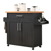 Kitchen Island with Spice Rack and Towel Holder, Storage Cart with Utensil Drawer, Interior Cabinet Storage and Locking Wheels by L