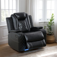 37.5" Black Faux Leather Reclining Chair by L&Y HOMELIVING