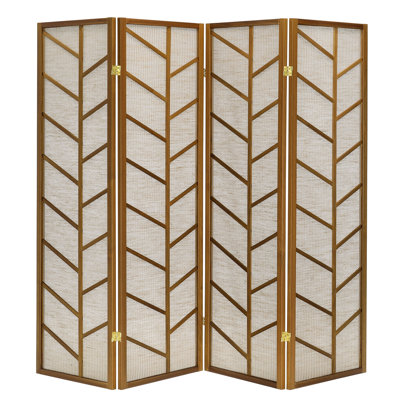 Room Divider Screen With Jute Insert Geometric Cutout Wood by Legacy Decor