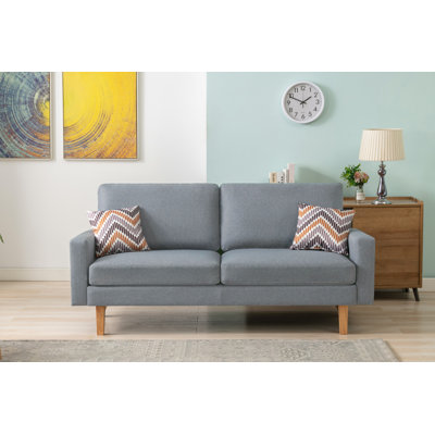 Petar Bahamas Dark Gray Linen Sofa With 2 Throw Pillows by George Oliver