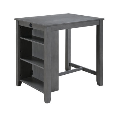 Graham Bouie 36-inch Small Space Counter Height Dining Table with USB Charging Ports, Storage Shelves— Space-Saving Modern Table for Apartments & Brea by Lark Manor