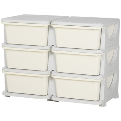Qaba 3 Tier Kids Storage Unit, 6 Drawer Chest Toy Organizer Plastic Bins For Kids Bedroom Nursery Kindergarten Living Room For Toddlers by LALA & WONZ