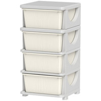 Qaba 4 Tier Kids Storage Unit, 4 Drawer Chest Toy Organizer Plastic Bins For Kids Bedroom Nursery Kindergarten Living Room For Toddlers by LALA & WONZ