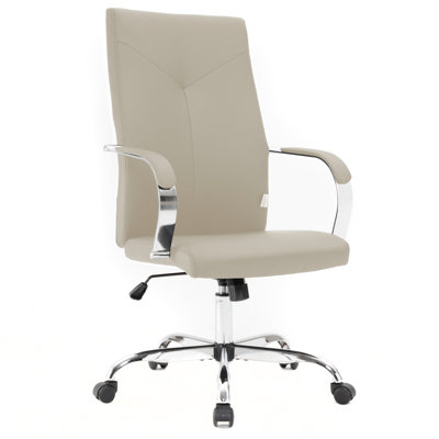 Dumond Modern Leather Office Chair – Swivel Task Chair with Tilt, Adjustable Height, and Chrome Steel Base with Y-Shaped Stitching Design by Brayden Studio