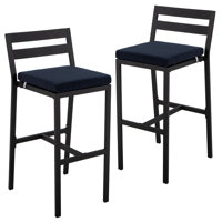 Patio Bar Stool In Powder-Coated Aluminum Frame With Removable Cushion Chelsea Collection