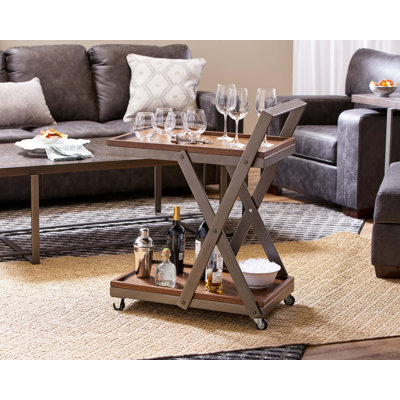 Rustic Multi-Tray Bar Cart by 17 Stories