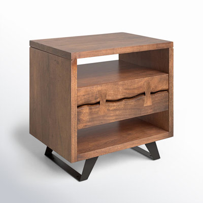 Broughton 1- Drawer Solid Wood and Metal Nightstand by AllModern