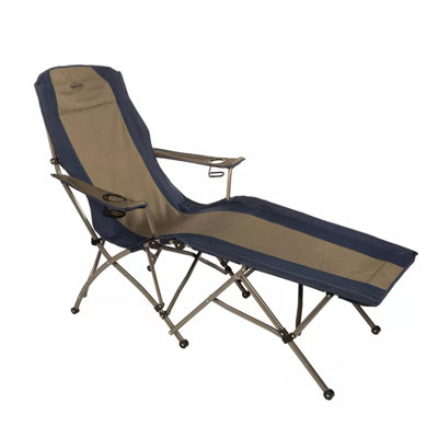 Kamp-Rite Portable Folding Outdoor Soft Arm Lounger Camp Beach Chair, Navy/Tan by Kamp-Rite
