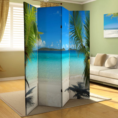 Kight Beach Vacation Canvas Room Divider by Latitude Run
