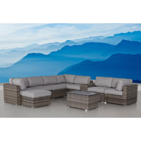 High-Density Polyethylene Wicker Fully Assembled 6 - Person Seating Group with Cushions
