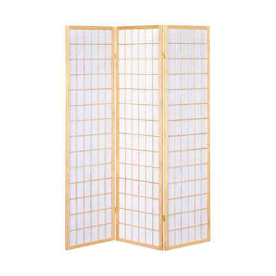 3-Panel Folding  Screen Room Divider, Natural Wood, Privacy Screen | Gift Idea by Living Source International