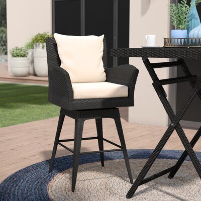 Carstarphen 26.8" Patio Bar Stool with Cushion by Latitude Run