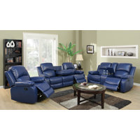 3 Piece Vegan Leather Manual Reclining Living Room Sofa Set by Latitude Run