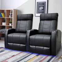 Syracuse Leather Home Theater Row Seating (Row of 2) by Latitude Run