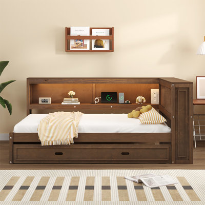 Solid Wood Daybed With Trundle USB Ports And LED Lights by Lark Manor