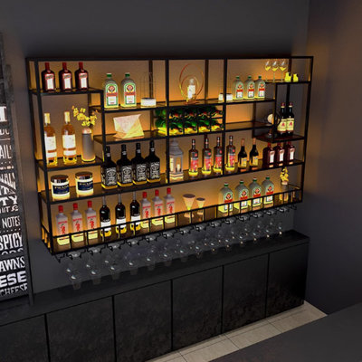 Black Multi-Tier Wall Mounted Wine Rack by L Wall-hanging Wine Rhythm