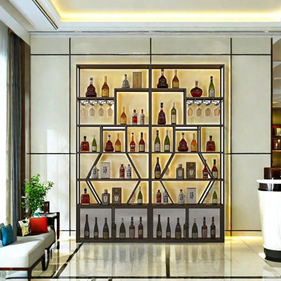 Vintage Floor Wine Rack 50 Bottle Standard Wine Bottle & Glass Rack by L Wall-hanging Wine Rhythm